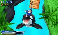 The Orca chasing Modern Sonic for the second time, this time trying to eat him.
