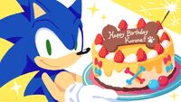 Sonic celebrating VTuber Inugami Korone's birthday (October 2021)