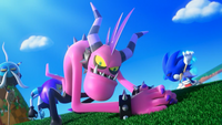 Zazz trying to attack Sonic in Sonic Lost World