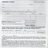 Game order form, from the inlay card