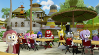 Villagers laughing at Eggman