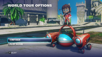 Alex Kidd after completing an event in the World Tour mode in Sonic & All-Stars Racing Transformed.