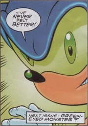 Sonic eyes become green.