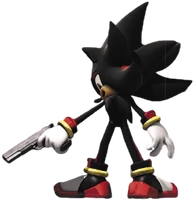 Back view of the Shadow the Hedgehog promotional statue model