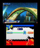 Corkscrew loop at Tropical Resort in Nintendo 3DS version of Sonic Generations.