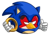 Red wearing a Sonic-themed outfit, from Angry Birds 2.
