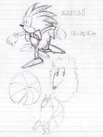 Concept artwork of an early design for Sonic. Taken from Sonic Origins.