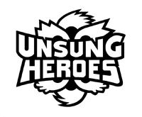 A scrapped logo concept featuring the title of this issue's story, "Unsung Heroes."