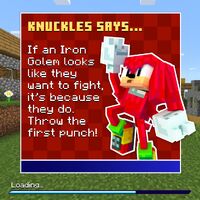 A Image of a Minecraft Knuckles replicating the Tips Section from Sonic & Sega All-Stars Racing.