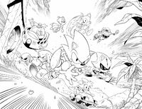 Original inks for the group artwork. Art by Richard Elson.