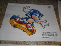 Concept artwork of Somersaultin' Snowboardin' Sonic.