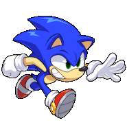 Sonic's animation in the Heroes menu