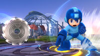 Mega Man using the Metal Blade.