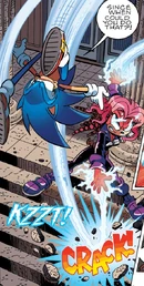 Lien-Da using her electric whips, from .