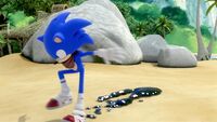 Sonic slipping on ink splatter from Octopus Bot