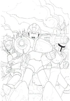 Initial Mega Man X cover sketch by T. Rex.