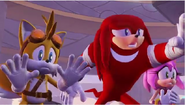 Tails Knuckles Amy horrified.