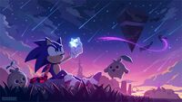 Sonic with some Koco on Kronos Island during a Starfall, for November 2022.