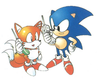 Sonic and Tails calling on telephones.