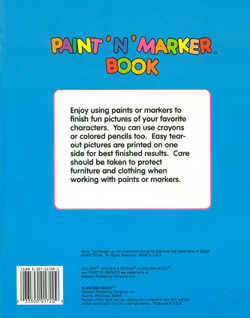 Sonic the Hedgehog (Paint 'n' Marker Book; 1993) Golden Books