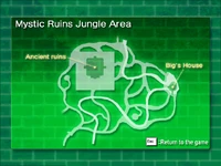 A present-day map of the Mystic Ruins with the Shrine of Knuckles' race, now named "Ancient ruins".