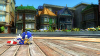 Modern Sonic at the end of the stage