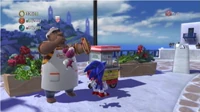 The Hot Dog Vendor in Apotos' Town Stage on the Xbox 360/PlayStation 3 version of Sonic Unleashed.
