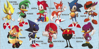 Early cast artwork, from Sonic the Fighters Sound Tracks