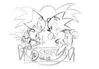 Initial sketch for the Japanese Sonic the Hedgehog CD key art, by Naoto Ohshima.