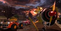 Tails and the Tornado Racer in Outer Forest.