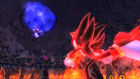 Shadow with the Chaos Boost active in his fight with Mephiles.