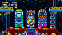 The Heavy Shinobi (top left) on the stained-glass mural in Titanic Monarch Zone.
