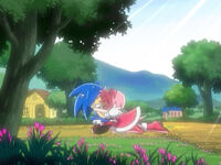 Amy hugs Sonic