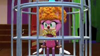 Clown Amy in cage