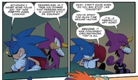 Espio questionting Sonic's deal with Eggman and his "" persona, from .