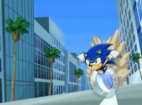 Sonic running in Sonic X