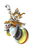 Tails riding the Yellow Tail in Sonic Riders: Zero Gravity.