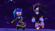 Shadow utilizing the small jets on his Air Shoes, from Sonic Prime.