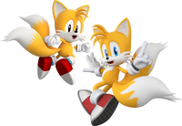 Classic and Modern Tails (reused artwork from Sonic Generations)