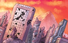  overlooks the ruins of a city in 3437 P.X.E., from .