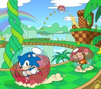 Sonic and Tails joining Super Monkey Ball Banana Mania. Art by Mark Hughes.