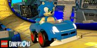 Sonic in the Sonic Speedster.