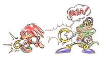 Knuckles and Vector using Ring Power, from the Japanese manual of Knuckles' Chaotix