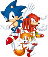Promotional artwork of Sonic, Tails and Knuckles. Art by Kieran Gates