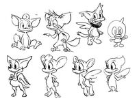 More designs of Chip. The final design became a dog-like creature with wings.