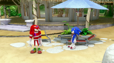 SB S1E13 Knuckles confront Sonic shack