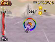 Rainbow Rings during the cannon sections in , from 