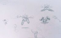 Sketches of how Sonic would look running in the Special Stages.