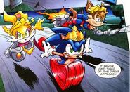 Belle y Jaques, 2 miembros de los Future Freedom Fighters con el King Sonic