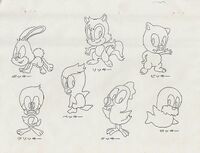 Line art for animal friends from Sonic the Hedgehog Material Collection.